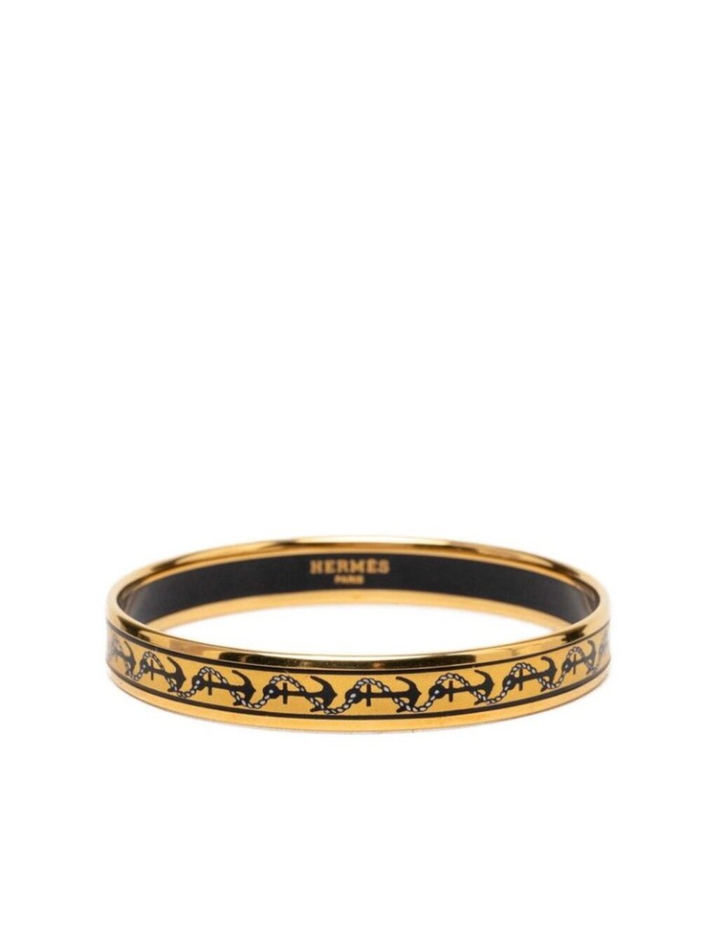 Hermes Enamel PM Bangle Gold Multicolor Plated Bracelet